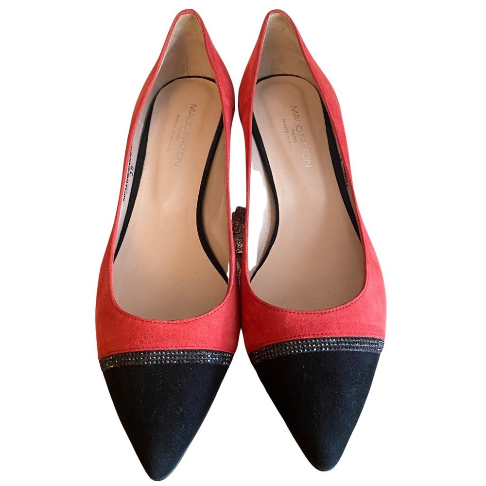 Vintage 80's Maud Frizon Red & Black Kitten Heel Pumps